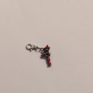 Silver and Red Candy Cane with‎ Jolly Christmas Guy Bracelet Charm